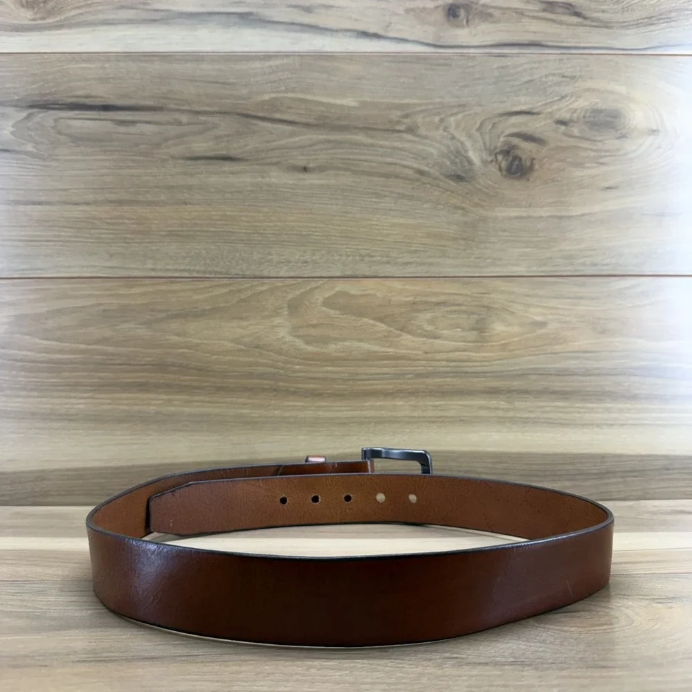 Logical Lather Mens Belt Size 34 Brown Leather Casual Work Minimalist